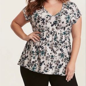Torrid SuperSoft Floral BabyDoll Tee Size 2